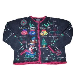 Vintage designer originals studio crochet ugly Christmas sweater size large
